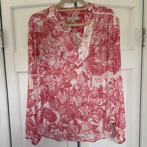 LOFT Women's Pink Floral Blouse
